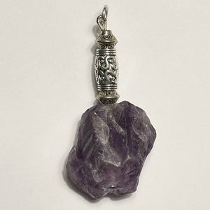 Genuine Amethyst and Silver Tone Accents Pendant